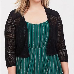 Nwt Torrid size 6 Black Pointelle Shrug